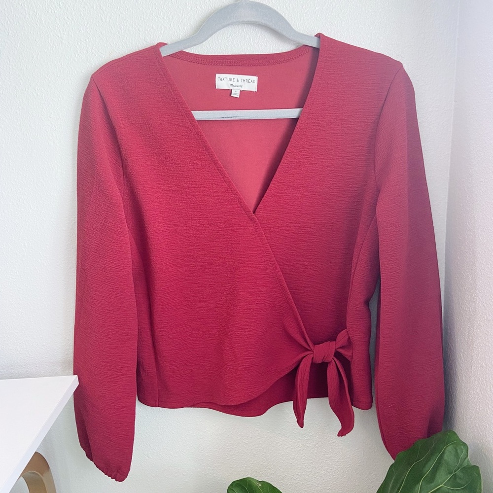 Madewell Texture and Thread Fall Wrap Blouse Look